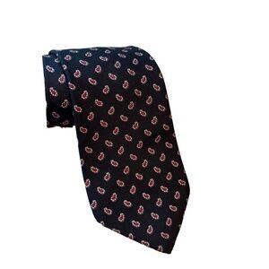 VTG Liberty Of London 100% Silk Tie Navy Blue Paisley Classic Old Money 3.25"